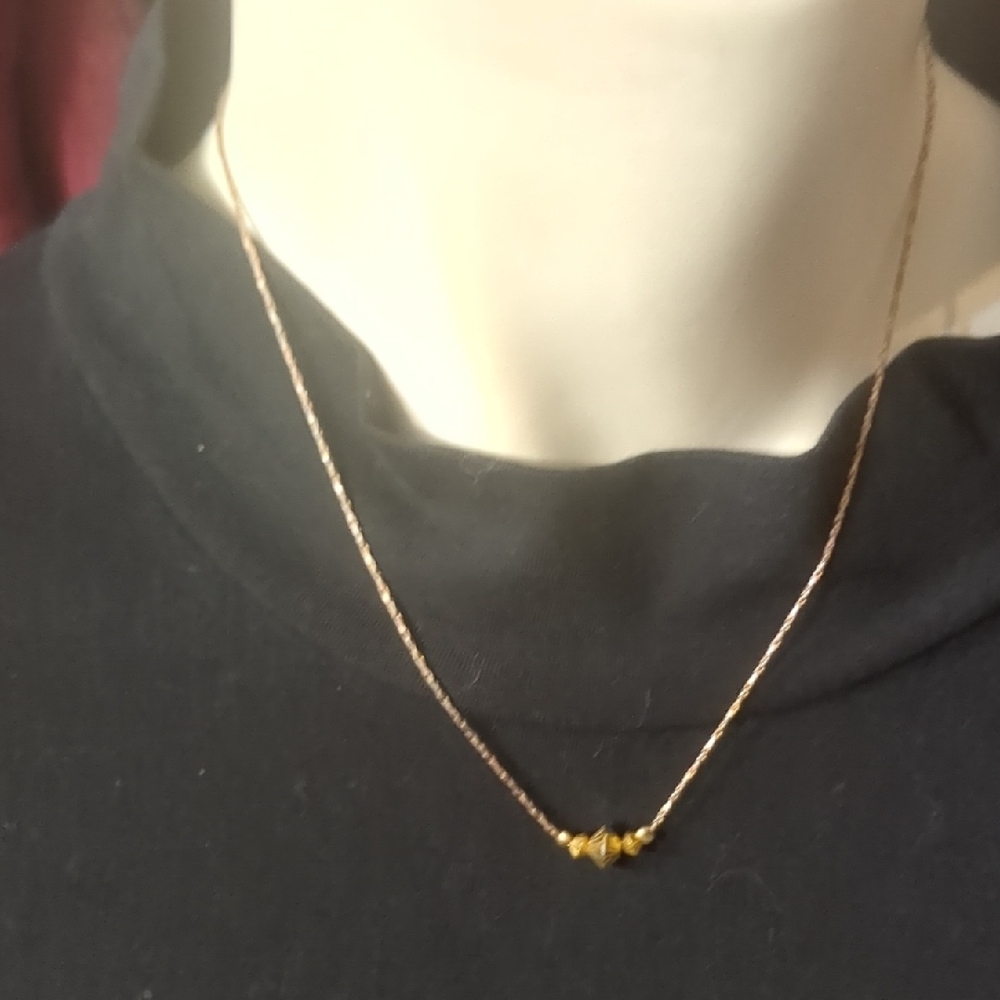 Source Unknown Gold Bead Trio Pendant Necklace